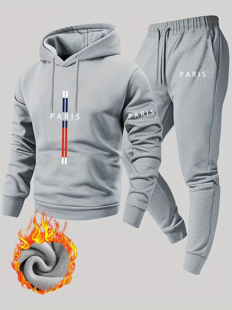 メンズアーバンカジュアルツーピースセット フード付きトップス - Running Gear Outdoor のレビューと価格
